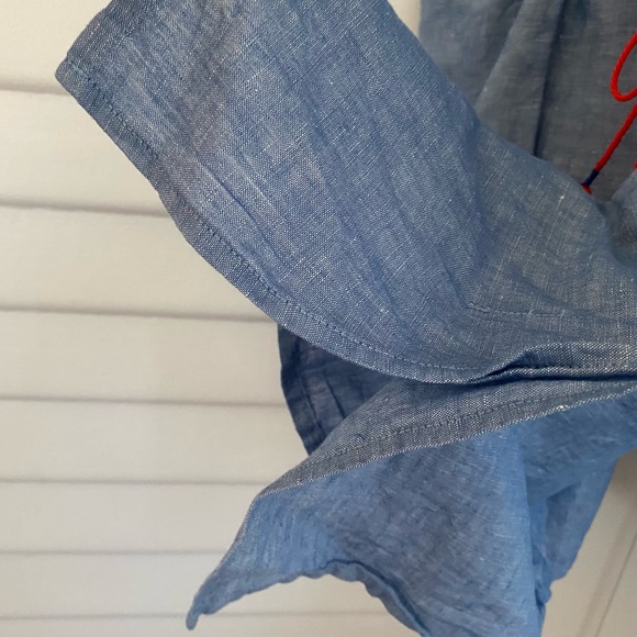 J.Crew Chambray Linen Cotton Blend Embroidered Beach Cover Up - Picture 10 of 11